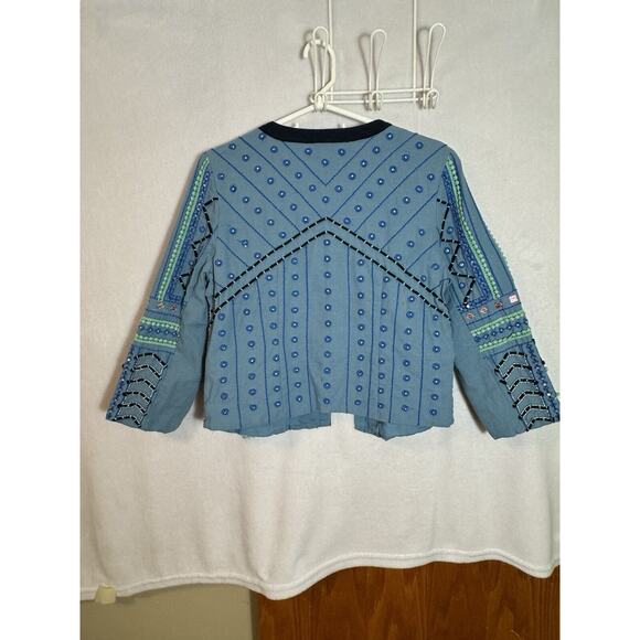 Simply Styled Sears Embellished Jacquard Jacket Beaded Embroidered Boho Womens M - Picture 3 of 12